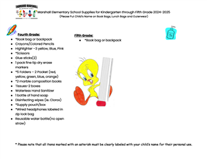 School Supply List